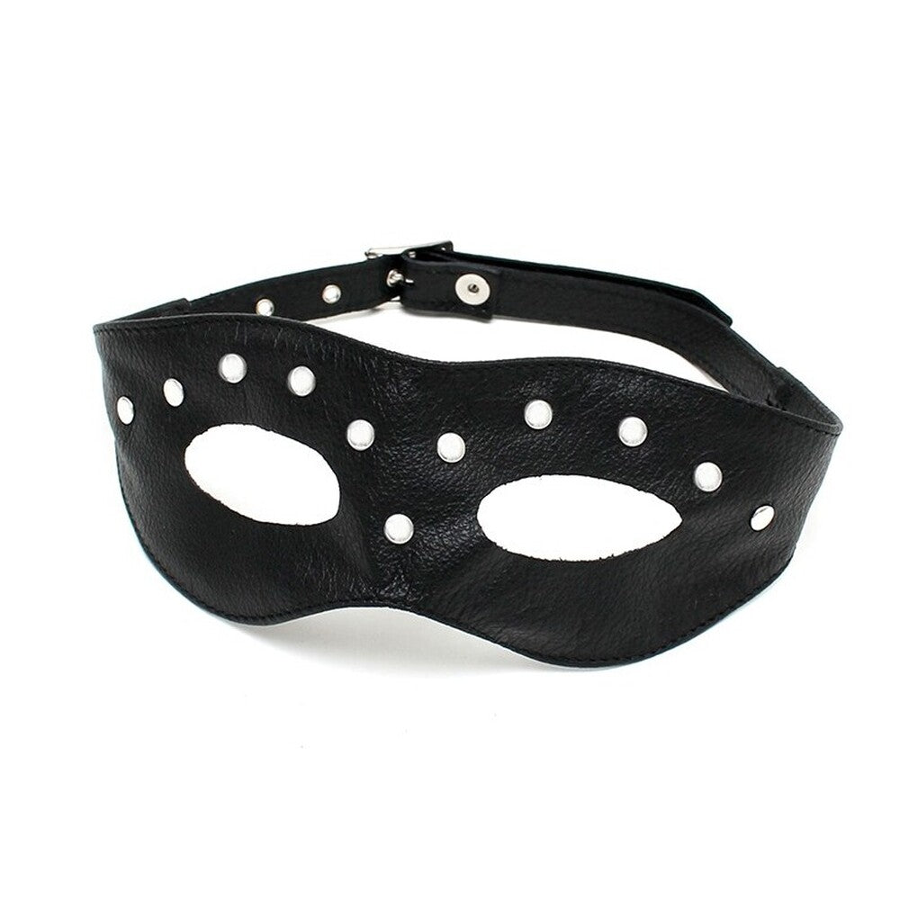 leather open eye mask with rivets