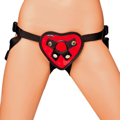 lux fetish red heart strap on harness