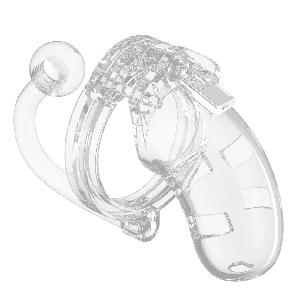 man cage 10 male 3 5 inch clear chastity cage with anal plug