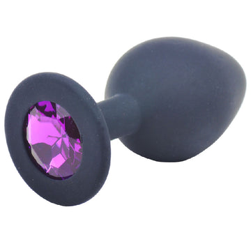 medium black jewelled silicone butt plug