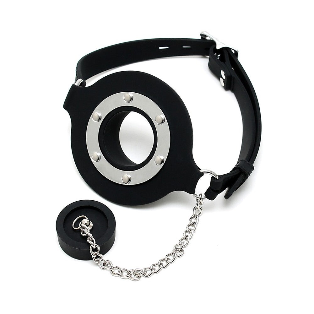 mouth gag with opening and stopper