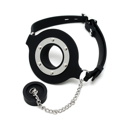 mouth gag with opening and stopper