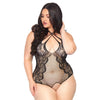 Leg Avenue Plus Size Net and Lace Crotchless Body