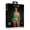 Cut Out Thong Bodysuit Neon Green Plus Size