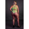 Cut Out Thong Bodysuit Neon Green Plus Size