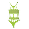 Cut Out Thong Bodysuit Neon Green Plus Size