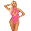 Leg Avenue Lace and Net Halter Teddy Pink