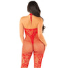 Leg Avenue Bodystocking with Crossover Halter Red