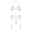 Leg Avenue Lace Bra Top, String and Garter Belt White