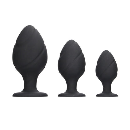 ouch silicone swirled butt plug set black