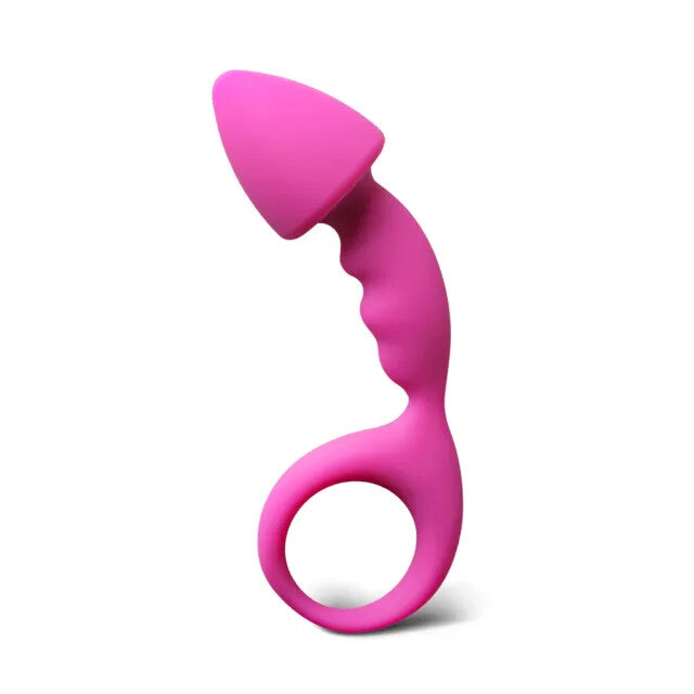 pink silicone curved comfort butt plug