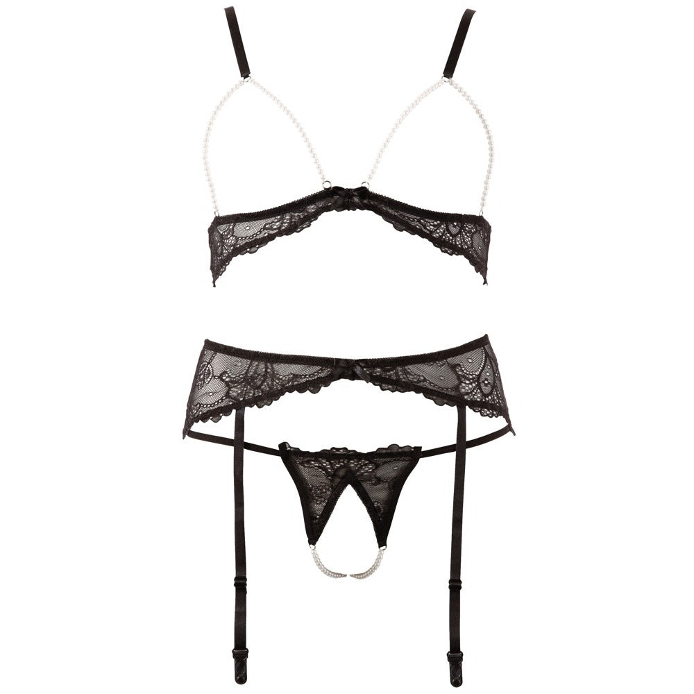premium abierta fina pearl bra suspender and string