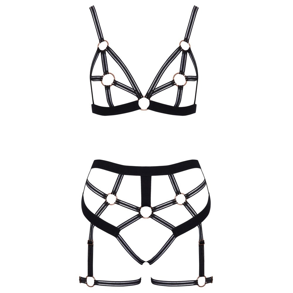 premium bondage strappy bra set
