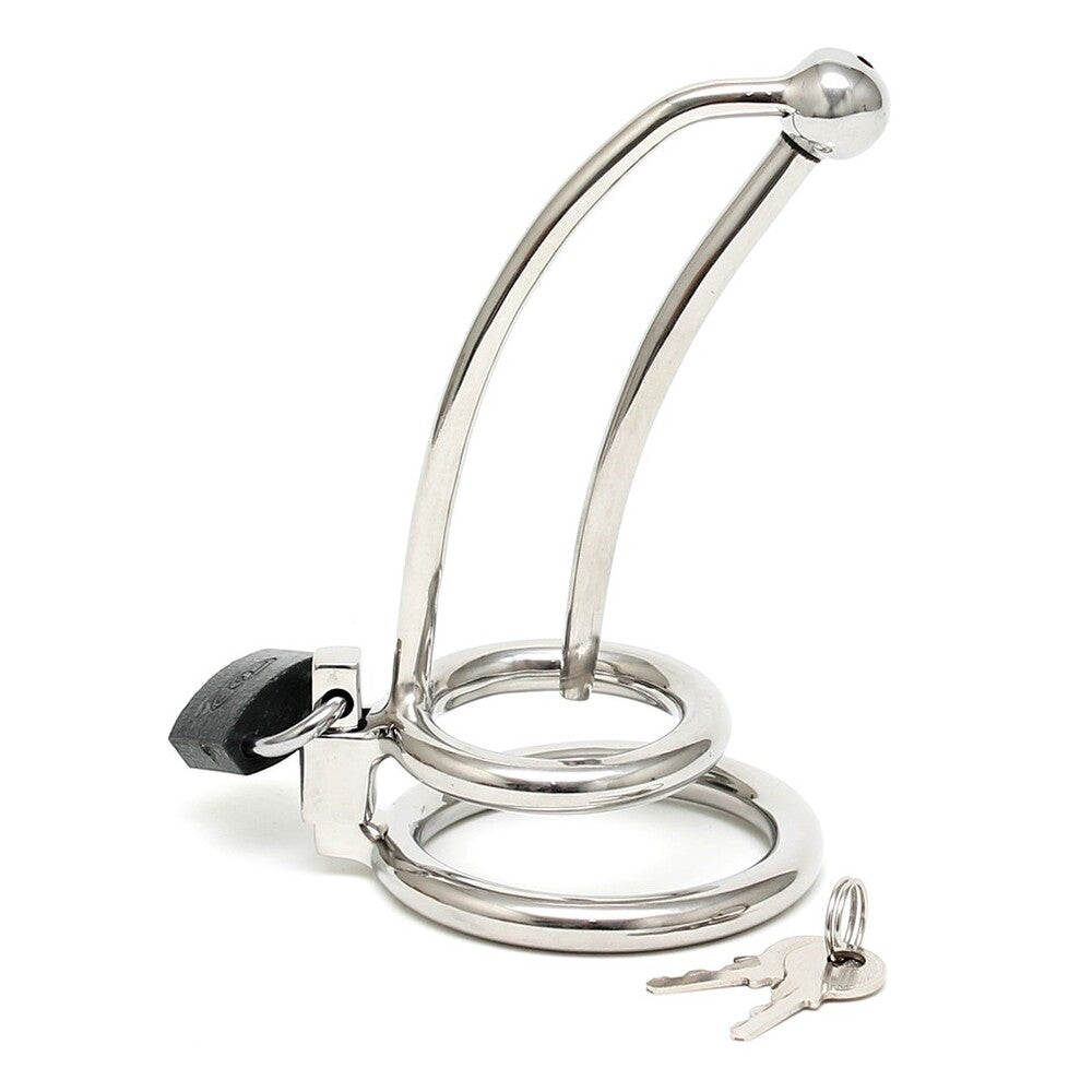 premium chastity penis lock curved with urethral tube