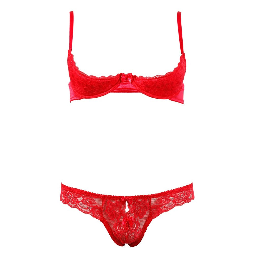 premium cottelli collection red lace open bra set