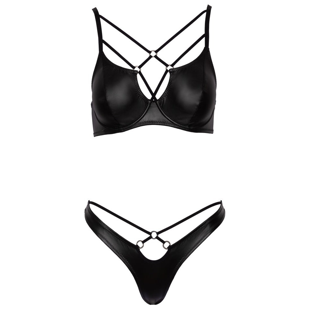 premium cottelli matte black bra set