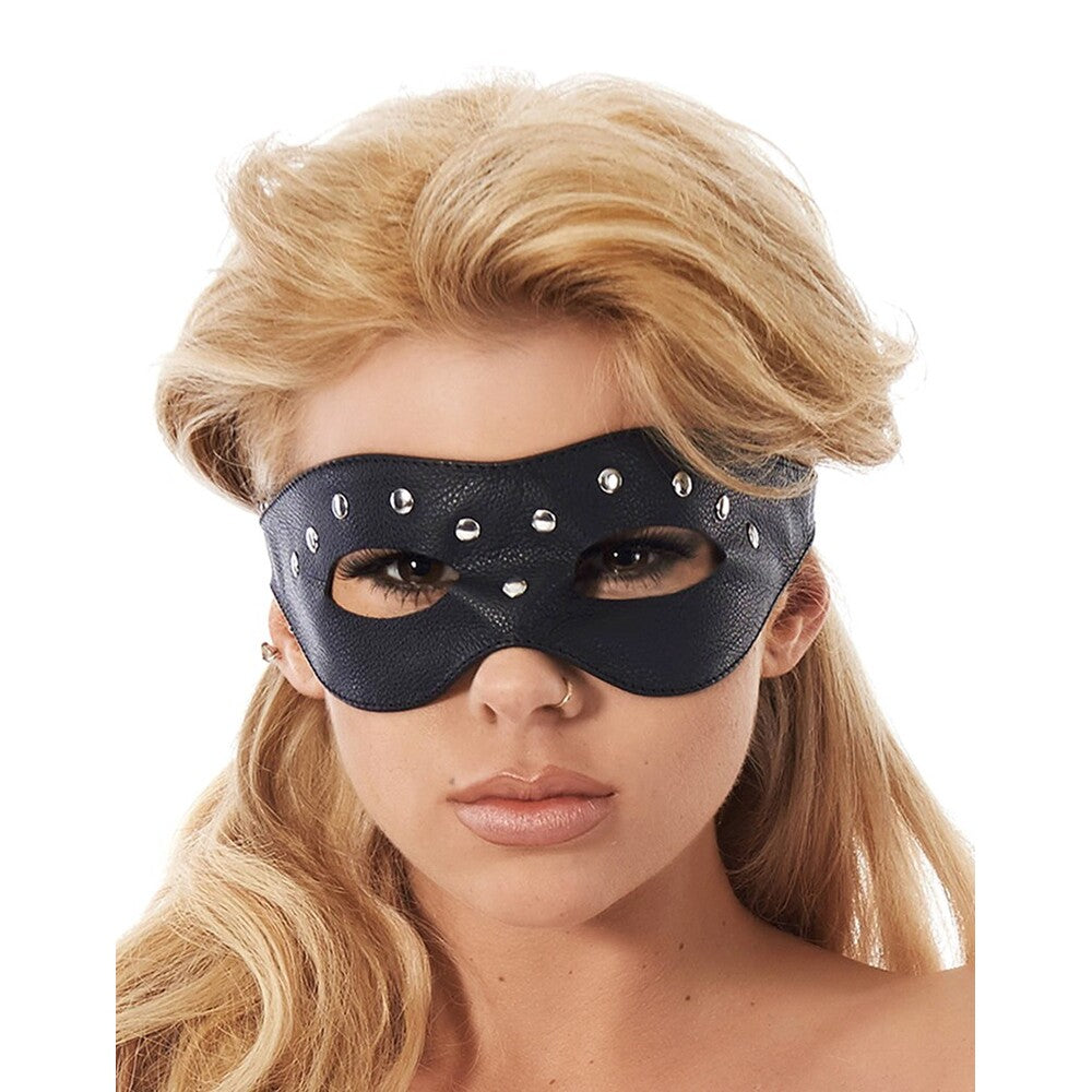 premium leather open eye mask with rivets