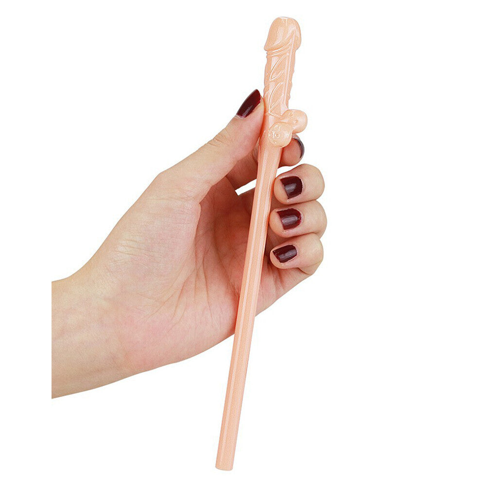 premium lovetoy pack of 9 willy straws flesh pink