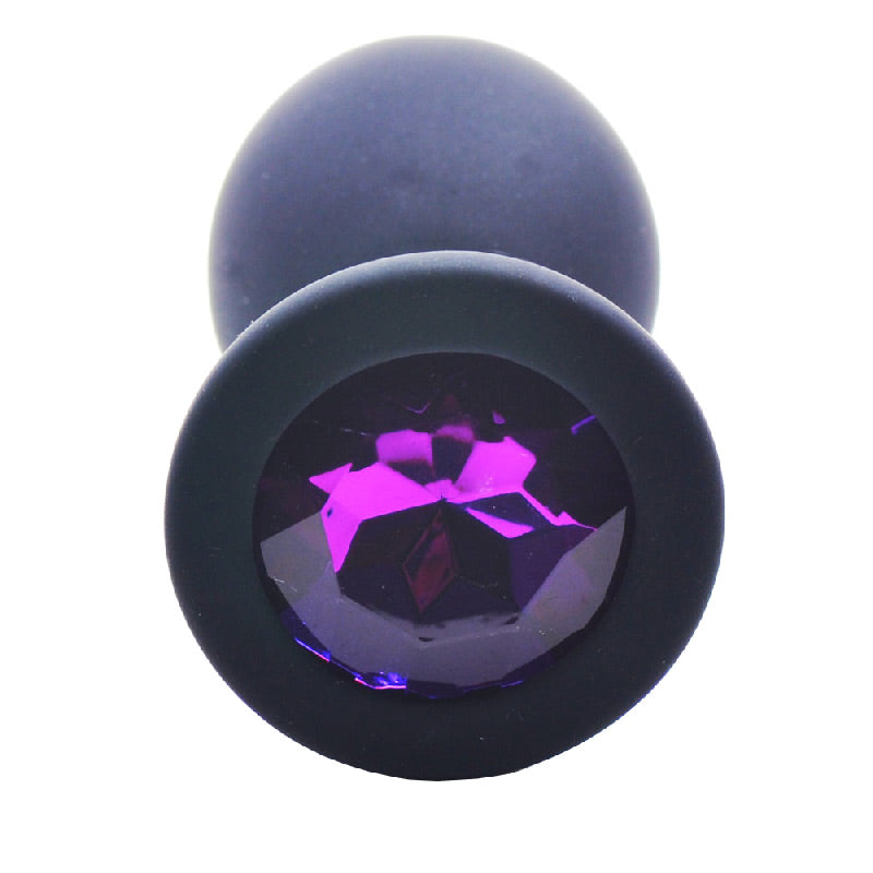 premium medium black jewelled silicone butt plug