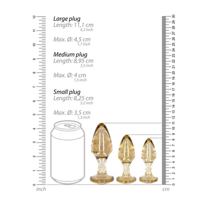premium ouch golden glitter acrylic butt plug set