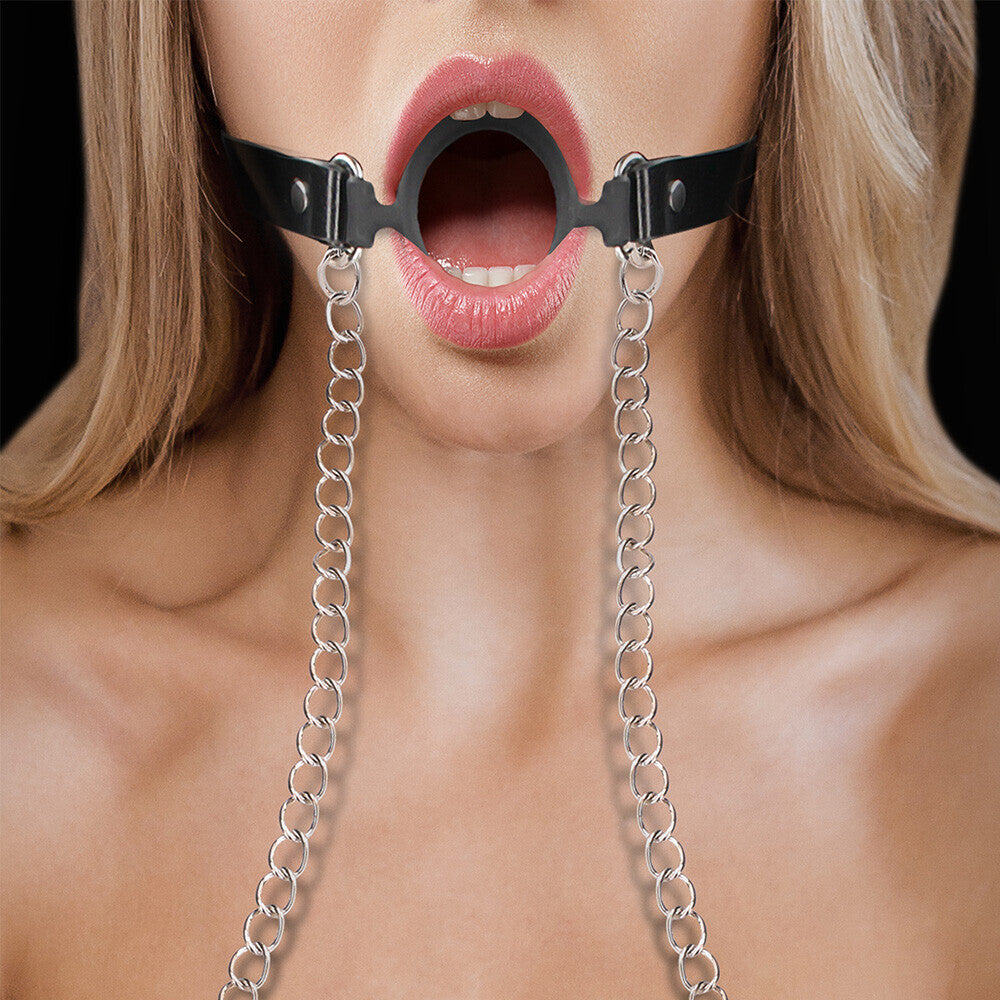 premium ouch o ring gag with nipple clamps