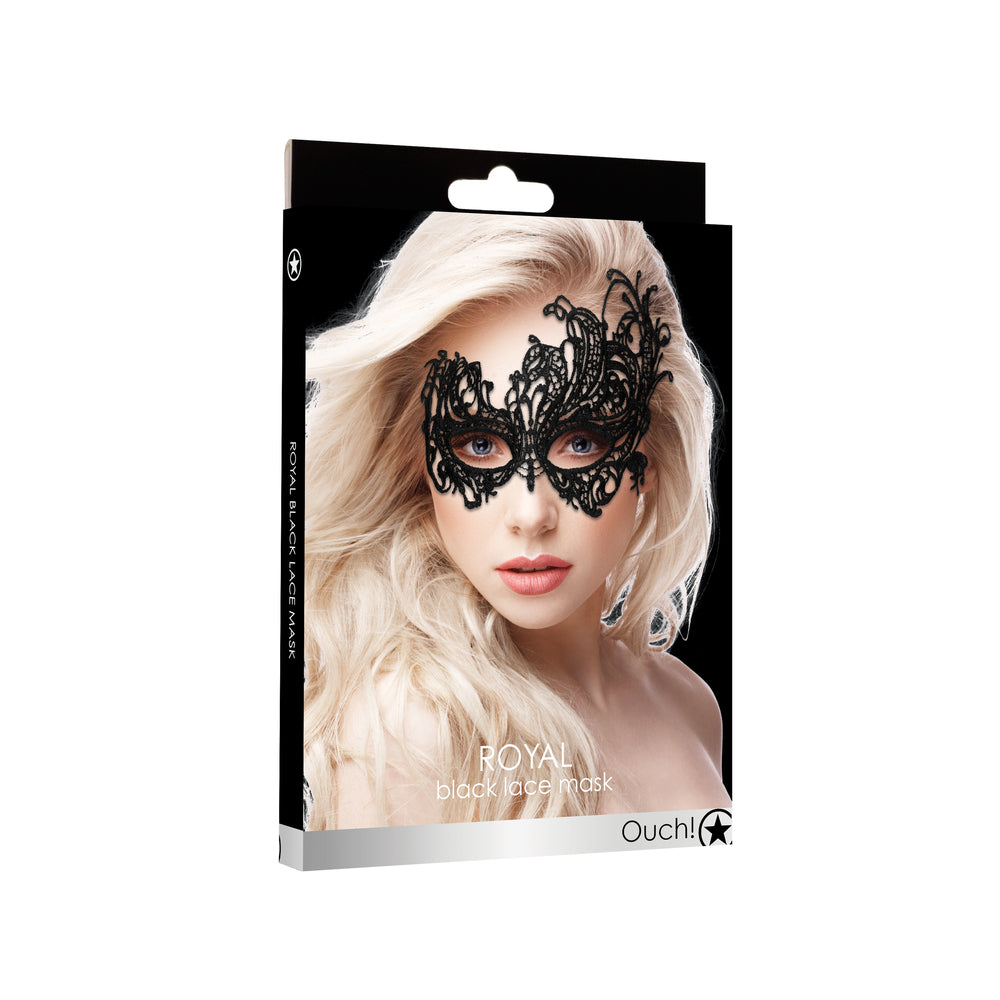 premium ouch royal black lace mask