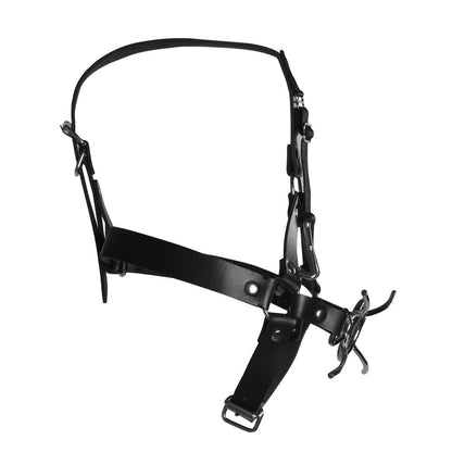 premium ouch xtreme head harness with spider gag and nose hooks