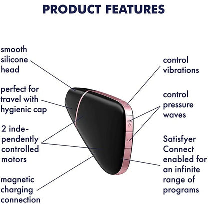 premium satisfyer app enabled love triangle clit massager black
