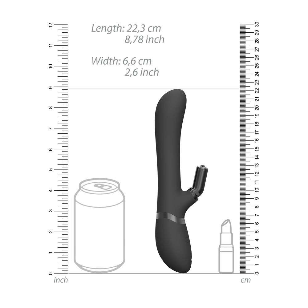 premium vive chou double action interchangeable rabbit vibrator black
