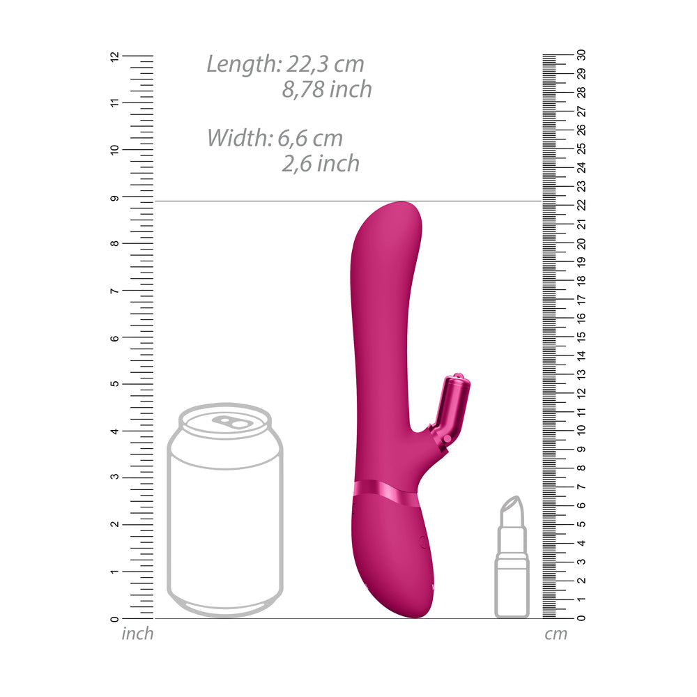 premium vive chou double action interchangeable rabbit vibrator pink