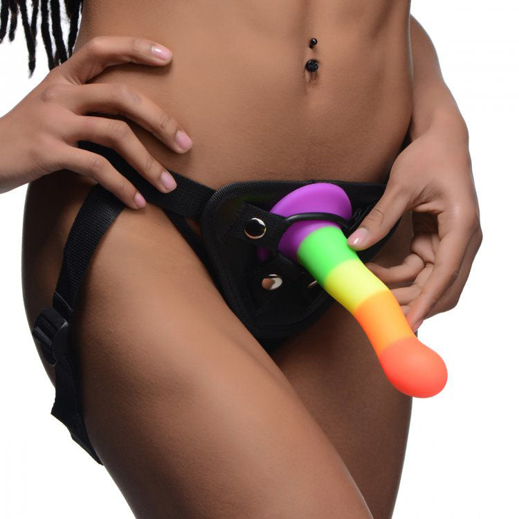 premium xr proud rainbow silicone dildo with harness