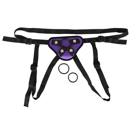purple and black universal harness strap on