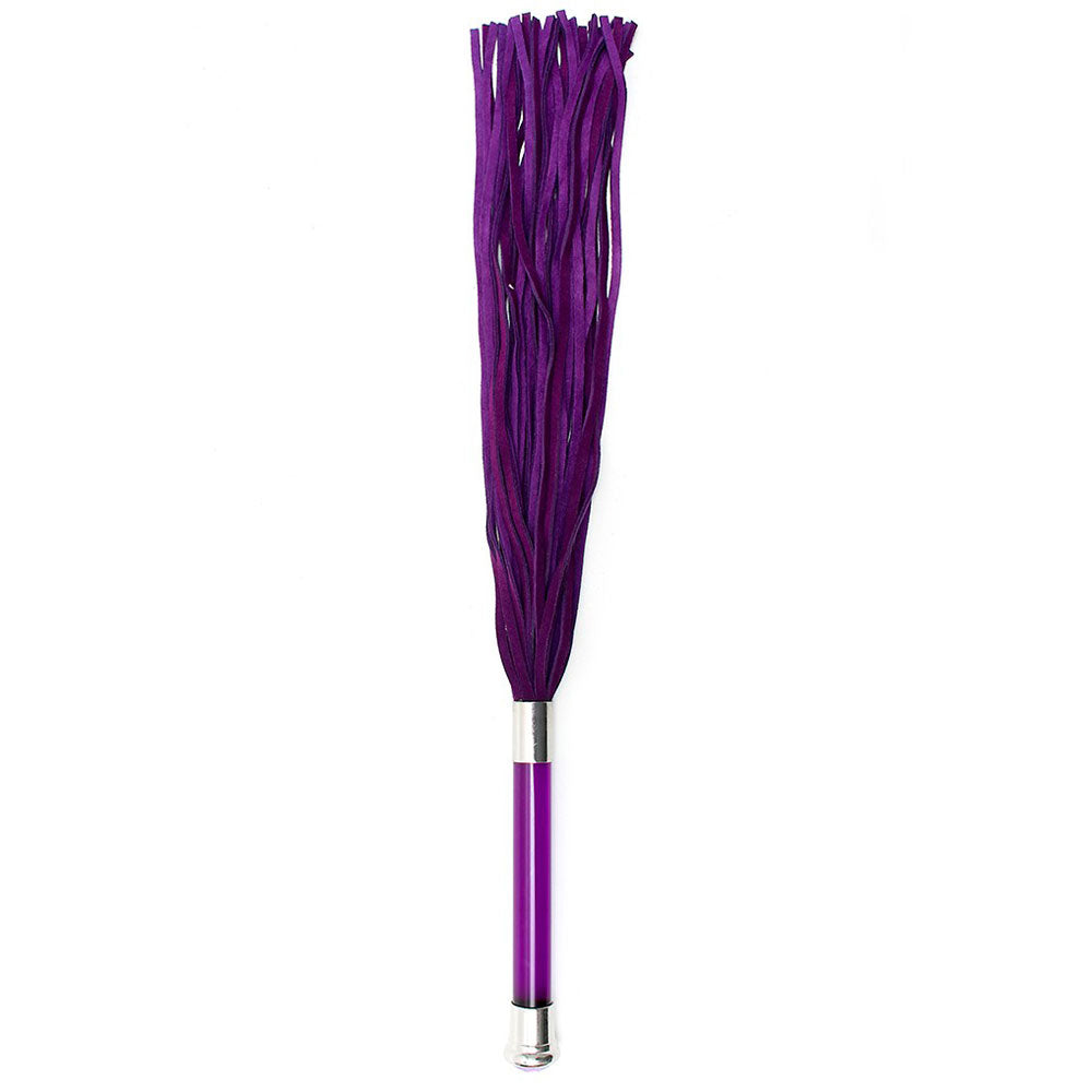 purple suede flogger with glass handle and crystal