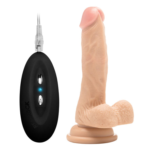 realrock 7 inch vibrating realistic cock with scrotum