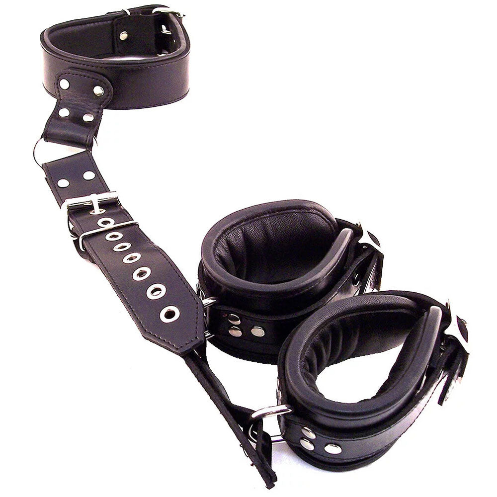 rouge garments black leather neck to wrist restraints