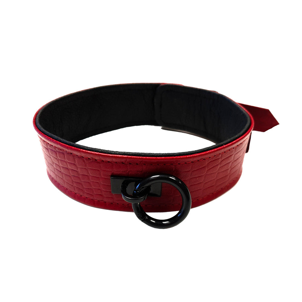 rouge garments leather croc print collar