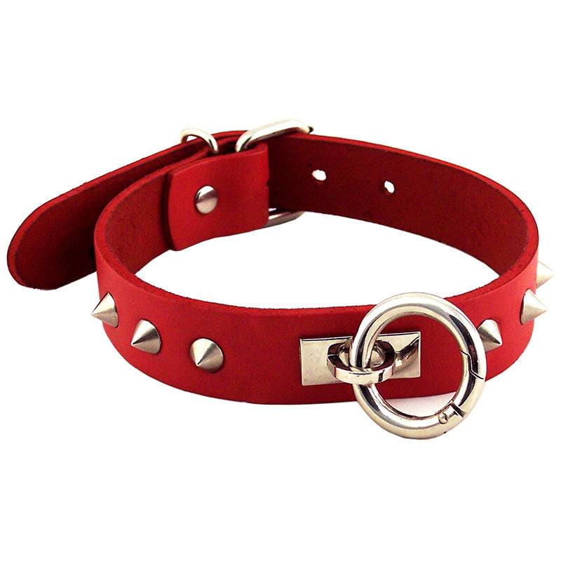 rouge garments red studded oring studded collar