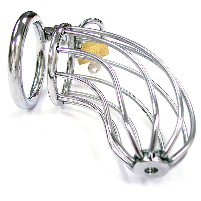 rouge stainless steel chasity cock cage with padlock