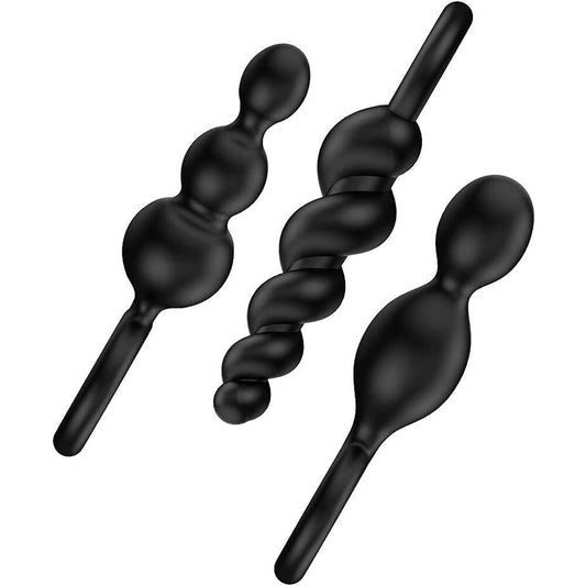 satisfyer booty call set of 3 black anal plugs