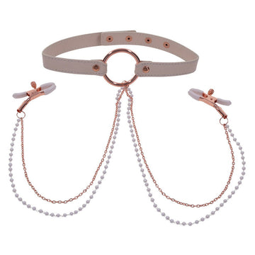 sex and mischief collar with nipple clamps