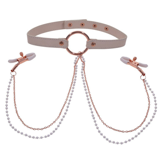 sex and mischief collar with nipple clamps