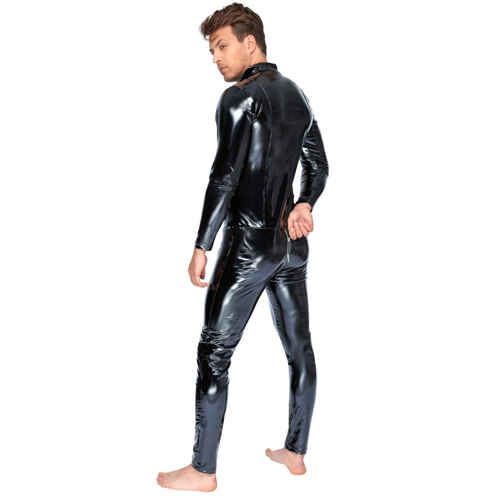 shop black level vinyl jumpsuit with zip black