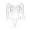 Leg Avenue Top Bodysuit with Thong White UK 6 to 12