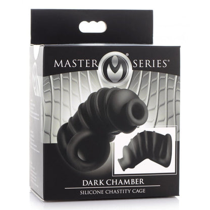 shop master series dark chamber silicone chastitys cage