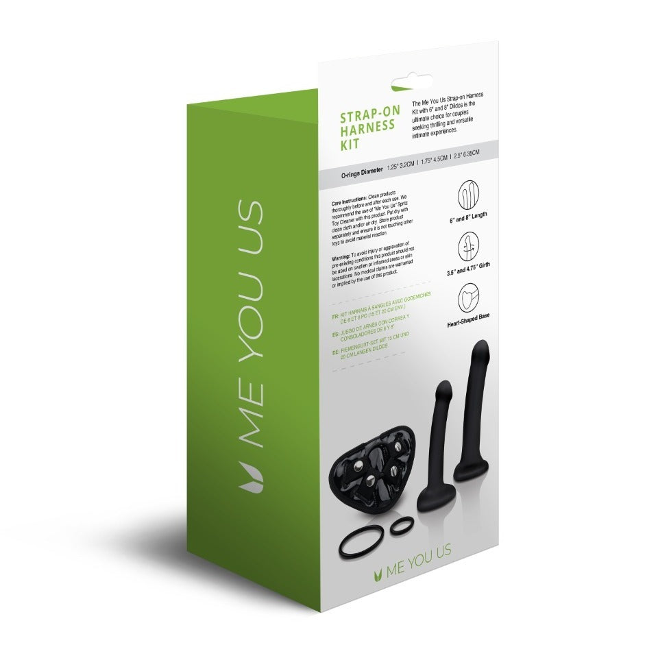 shop me you us strap on harness kit with 6 and 8 inch dildos