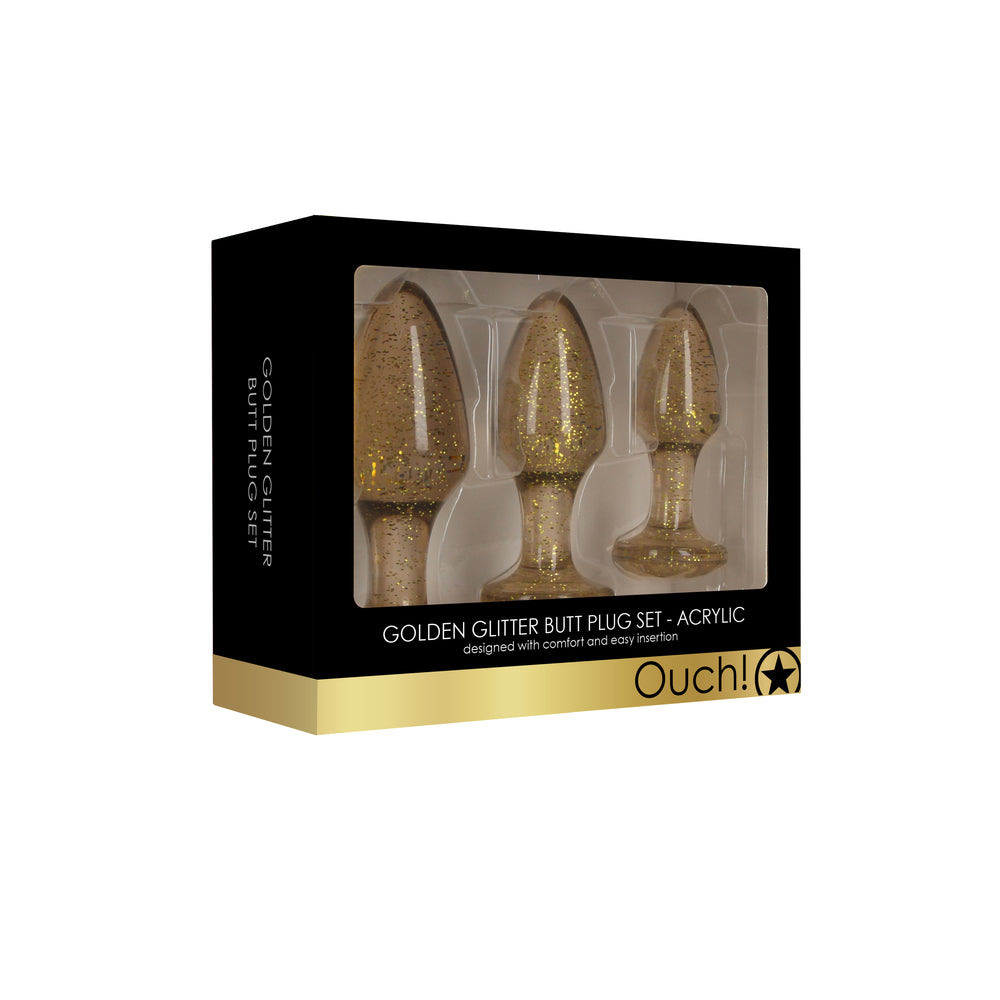 shop ouch golden glitter acrylic butt plug set