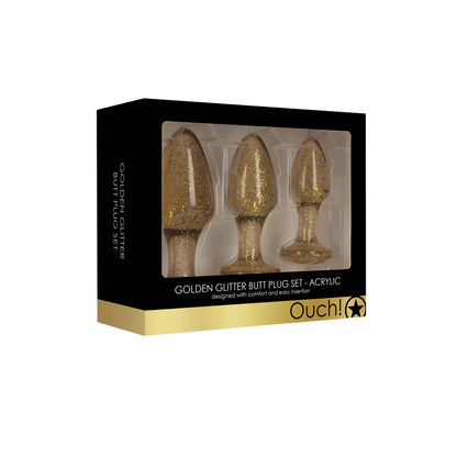 shop ouch golden glitter acrylic butt plug set