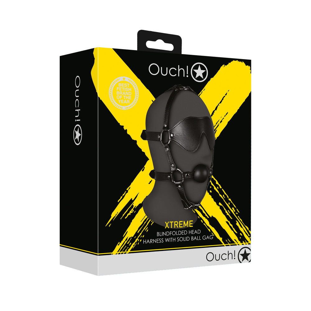 shop ouch xtreme blindfolded harness with solid ball gag