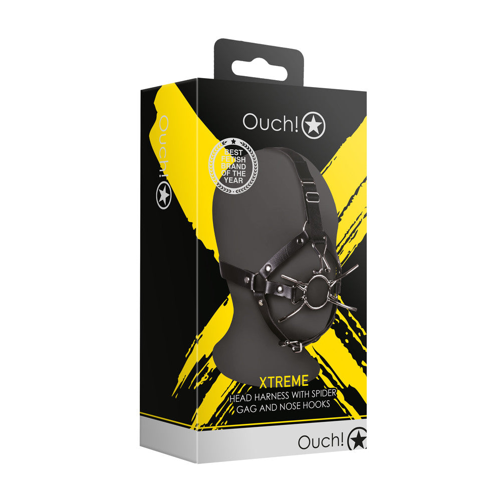shop ouch xtreme head harness with spider gag and nose hooks
