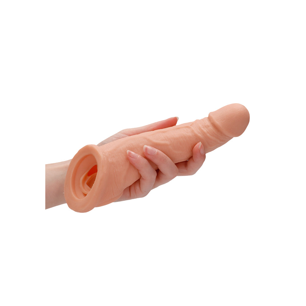 shop realrock 8 inch penis sleeve flesh pink